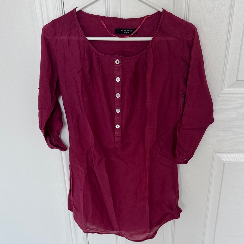 Reserved Burgundy Button-Up Blouse